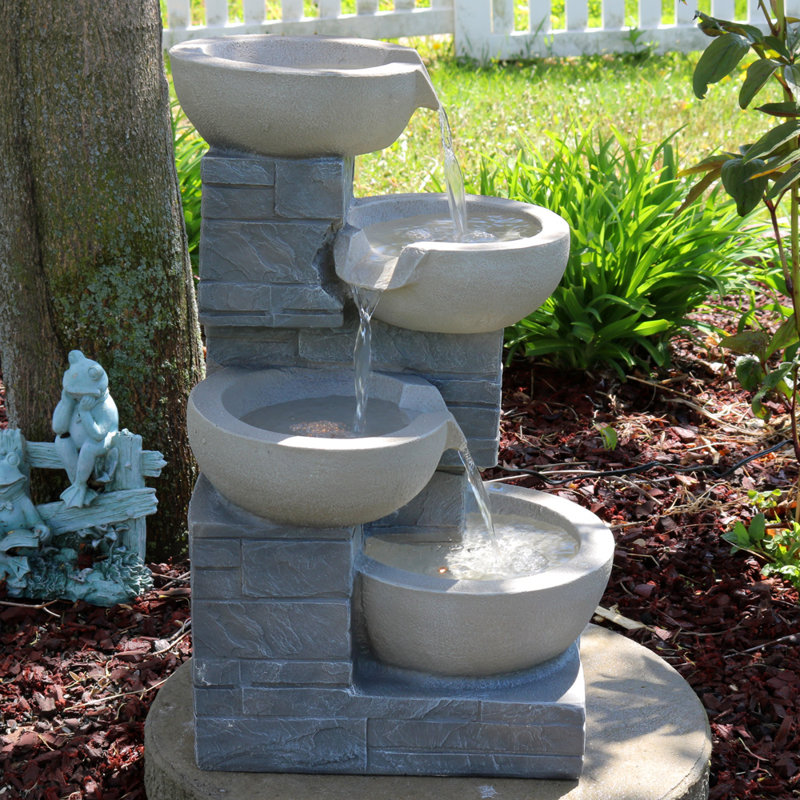 Darby Home Co Lorin Polyresin 4 Tier Descending Stone Bowl Outdoor